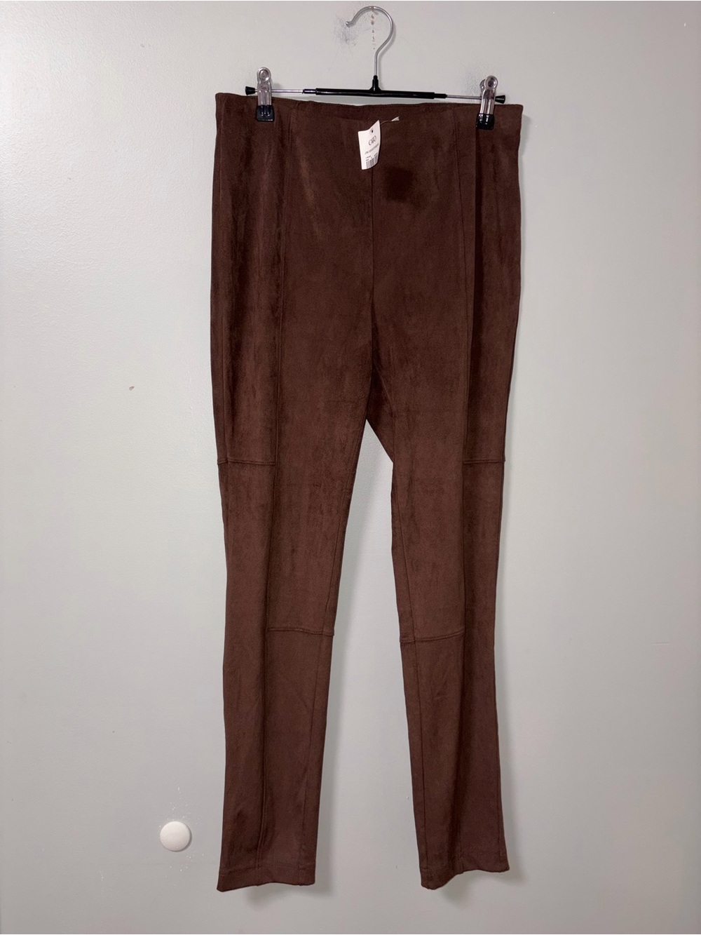 Cato Brown Skinny Faux Suede Pull On Pants NWT S Office Career Wear